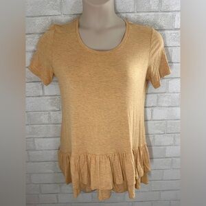 LOGO by Lori Goldstein Ruffle Hem Shirt Size M Mustard Yellow #1992